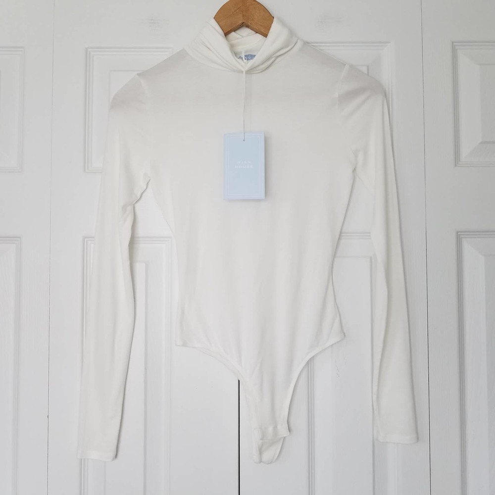 Hill House The Luna Bodysuit Turtleneck White X-Small NWT